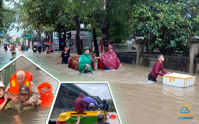 Lượng mưa lớn gây ngập lụt ở Nghệ An 