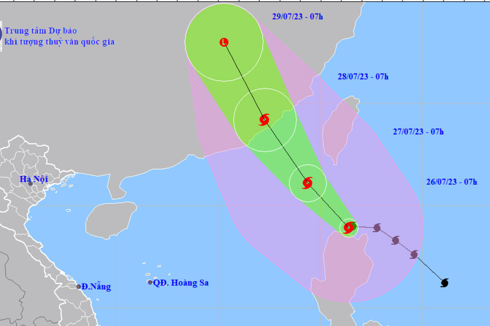 Dự báo hướng di chuyển của bão Doksuri