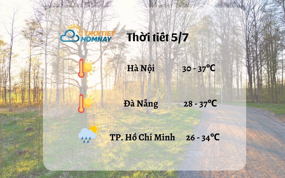 Dự báo thời tiết hôm nay 5/7 