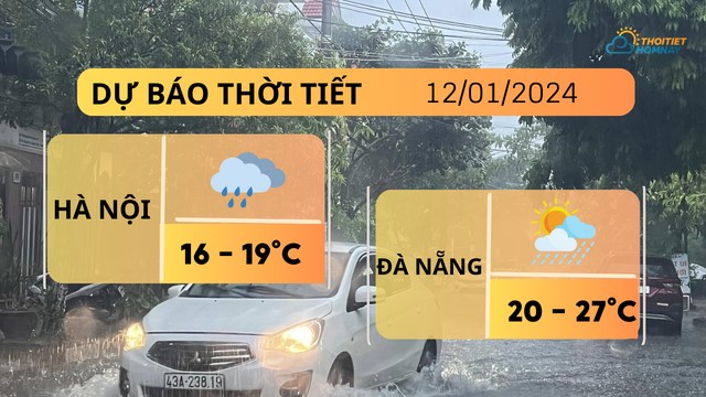 Dự báo thời tiết hôm nay 12/1: Hà Nội tiếp tục mưa rét, TP.HCM giảm nhiệt nhẹ