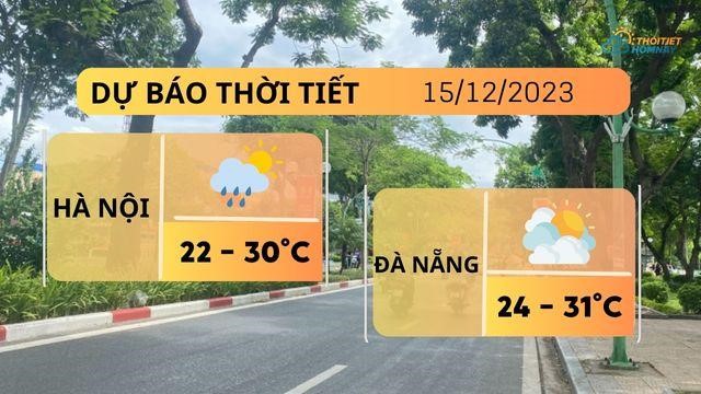 Dự báo thời tiết hôm nay 15/12: Hà Nội sáng sớm mưa nhỏ, Đà Nẵng & TP.HCM nắng ráo