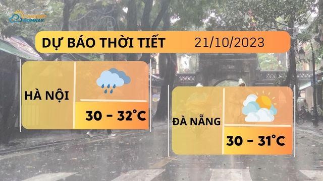 Dự báo thời tiết hôm nay 21/10: Hà Nội mưa dông, trở lạnh. Đà Nẵng ngày nắng