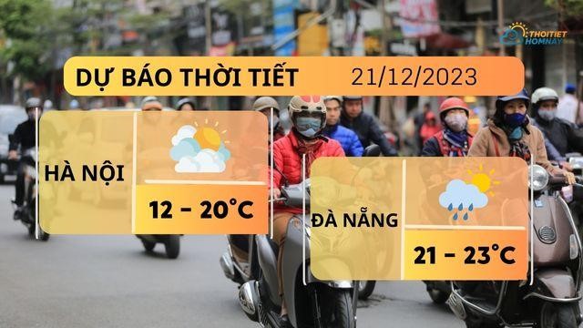 Dự báo thời tiết hôm nay 21/12: Hà Nội rét đậm, Đà Nẵng & TP.HCM chủ yếu nắng