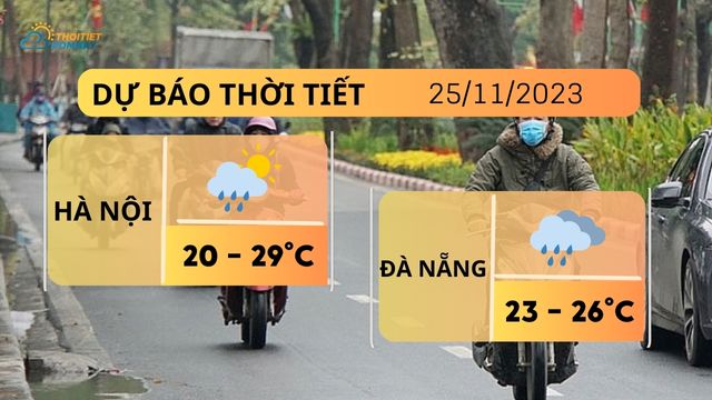 Dự báo thời tiết hôm nay 25/11: Hà Nội mưa nhỏ & rét, Đà Nẵng mưa to