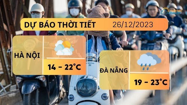 Dự báo thời tiết hôm nay 26/12: Hà Nội nắng, tiếp tục rét đậm, Đà Nẵng giảm mưa