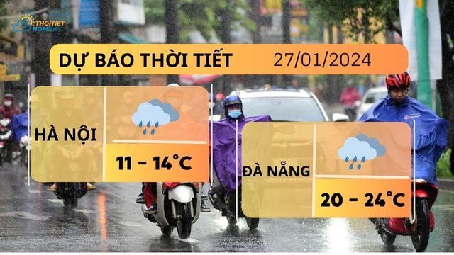 Dự báo thời tiết hôm nay 27/1: Không khí lạnh tăng cường, miền Bắc có mưa rải rác