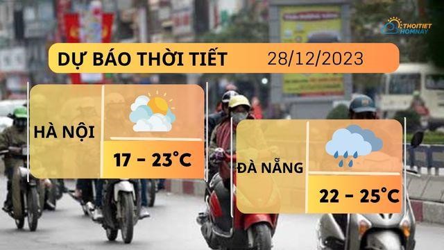 Dự báo thời tiết hôm nay 28/12: Hà Nội và HCM nắng, Đà Nẵng mưa rải rác