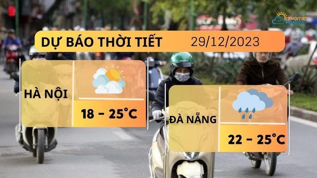 Dự báo thời tiết hôm nay 29/12: Hà Nội và HCM nắng, Đà Nẵng mưa rải rác