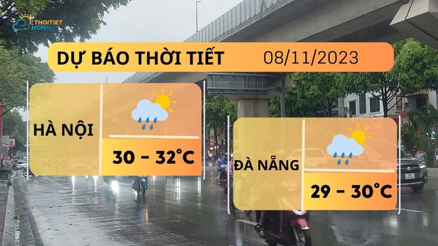 Dự báo thời tiết hôm nay 8/11: Hà Nội mưa rào rải rác, đêm lạnh