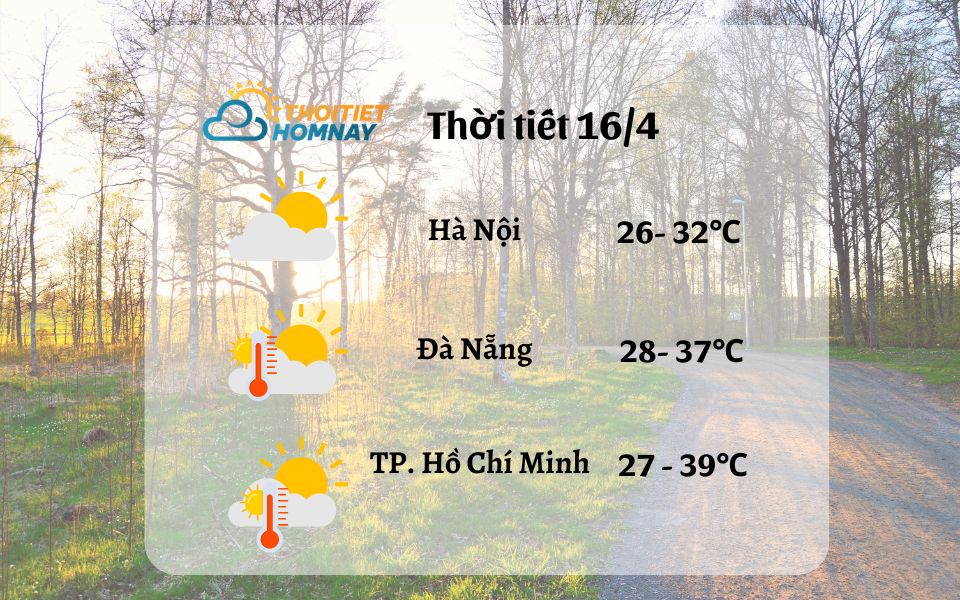 Dự báo thời tiết hôm nay 16/4: Tăng nhiệt mạnh