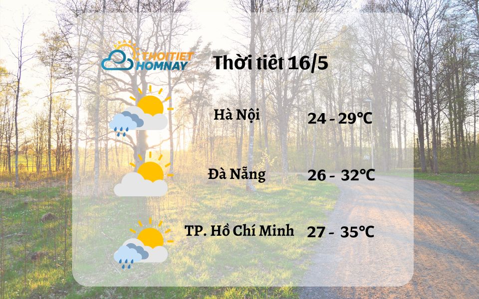 Dự báo thời tiết hôm nay 16/5: mưa dông, tăng nhiệt