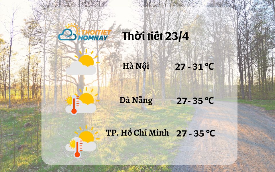 Dự báo thời tiết hôm nay 23/4: nắng, mưa dông