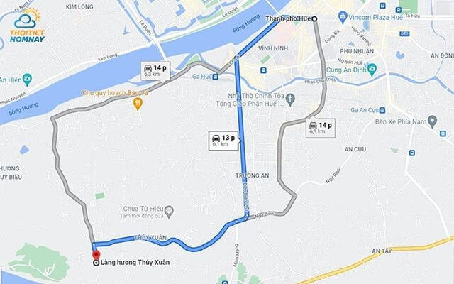 Hướng dẫn đường đi tới làng Thủy Xuân thành phố Huế Thừa Thiên Huế
